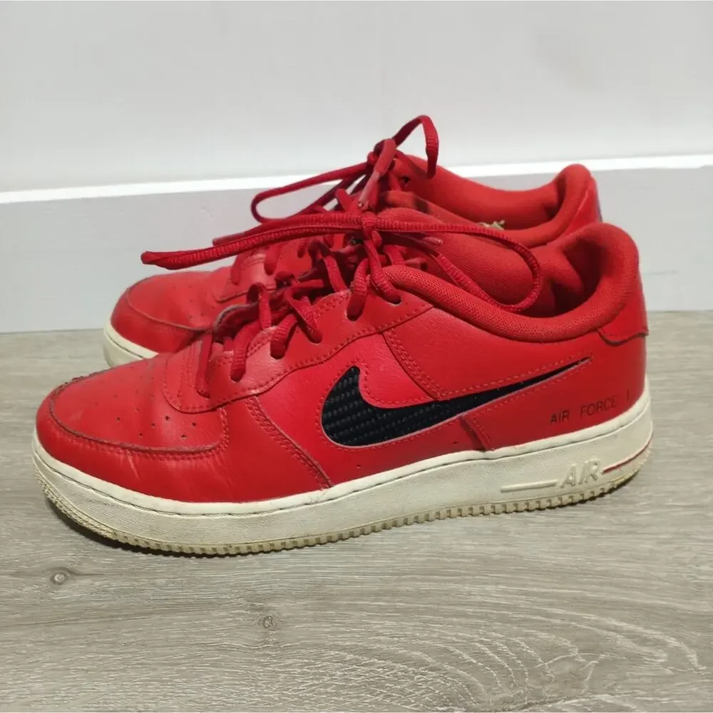 Nike Air Force 1 '07 Low Top Red & Black Sneakers Youth Size Y7